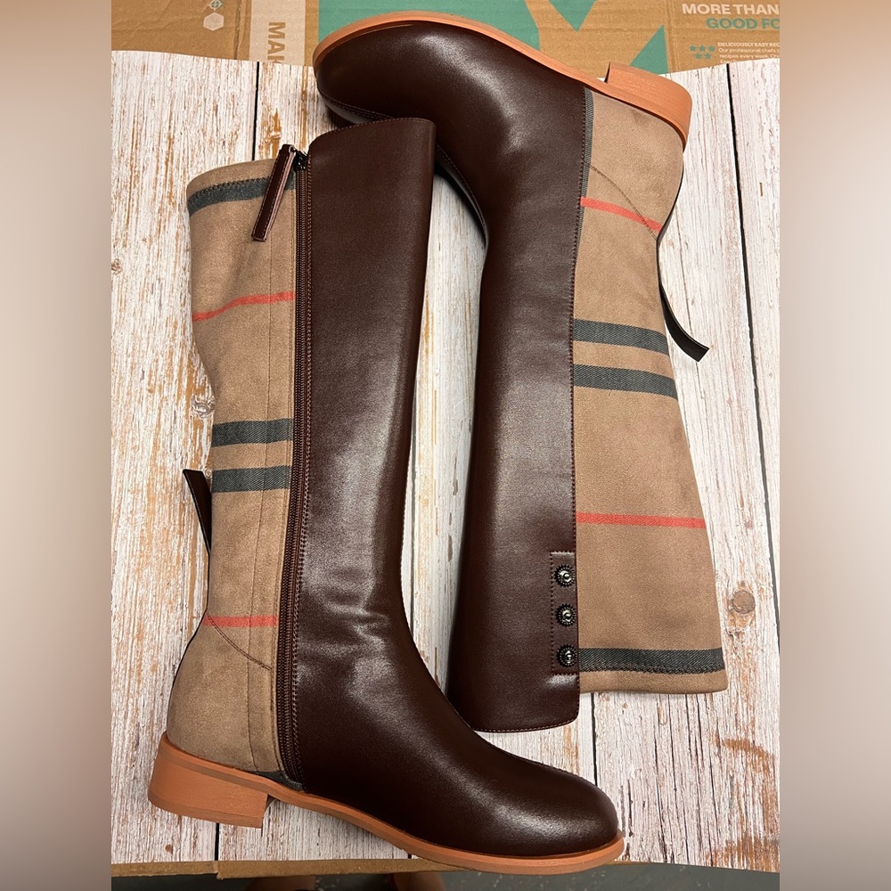 Brown and Tan Women's Boots